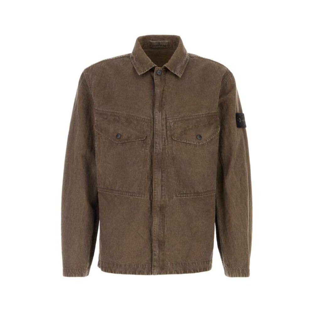 Stone Island Men Brown Cotton Blend Shirt